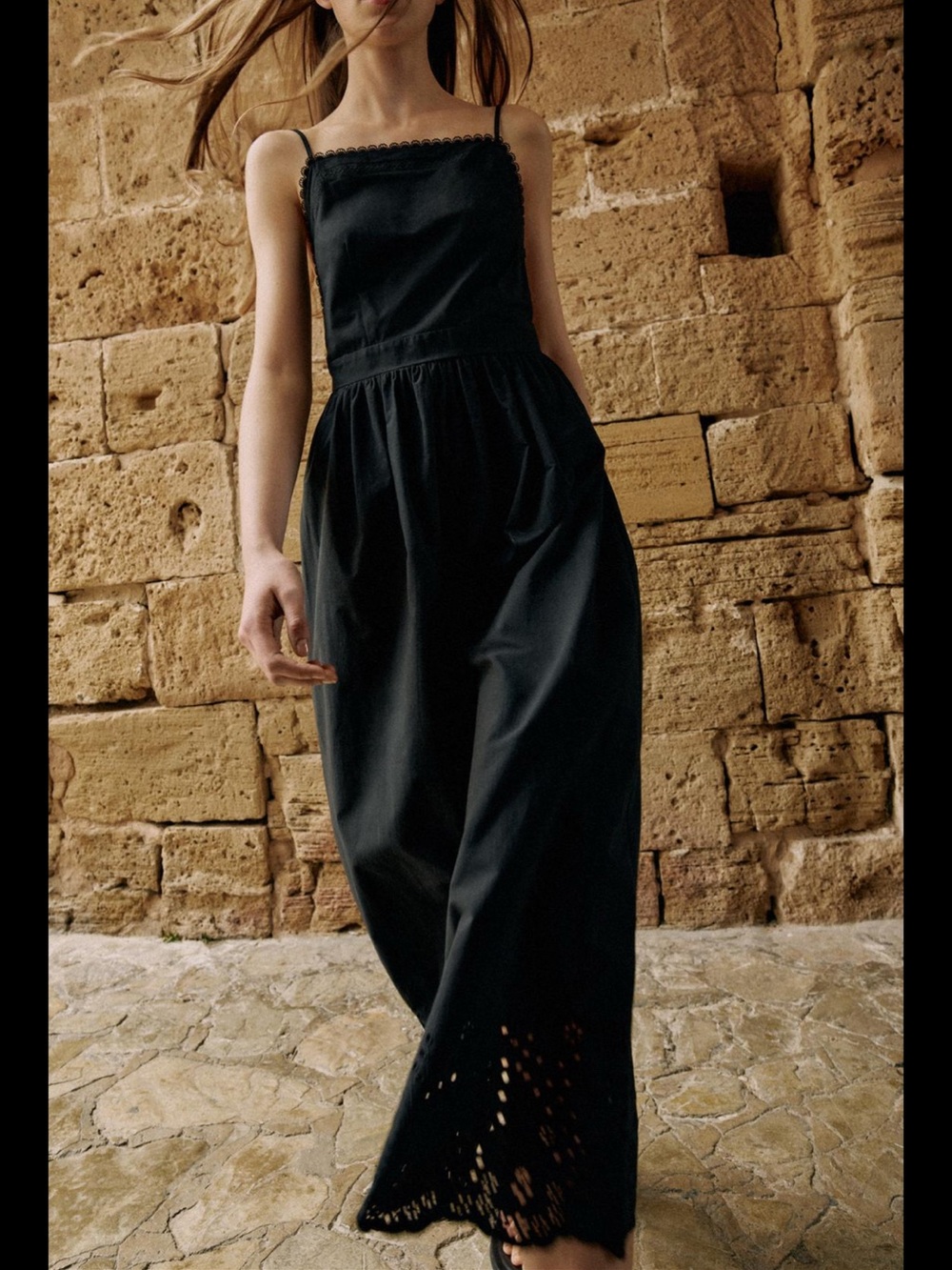 Zara Embroidered Eyelet Midi Dress